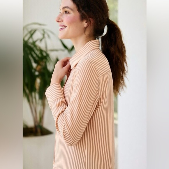 Loro Piana Rust and Cream Striped Button-Down Shirt - Picture 11 of 12